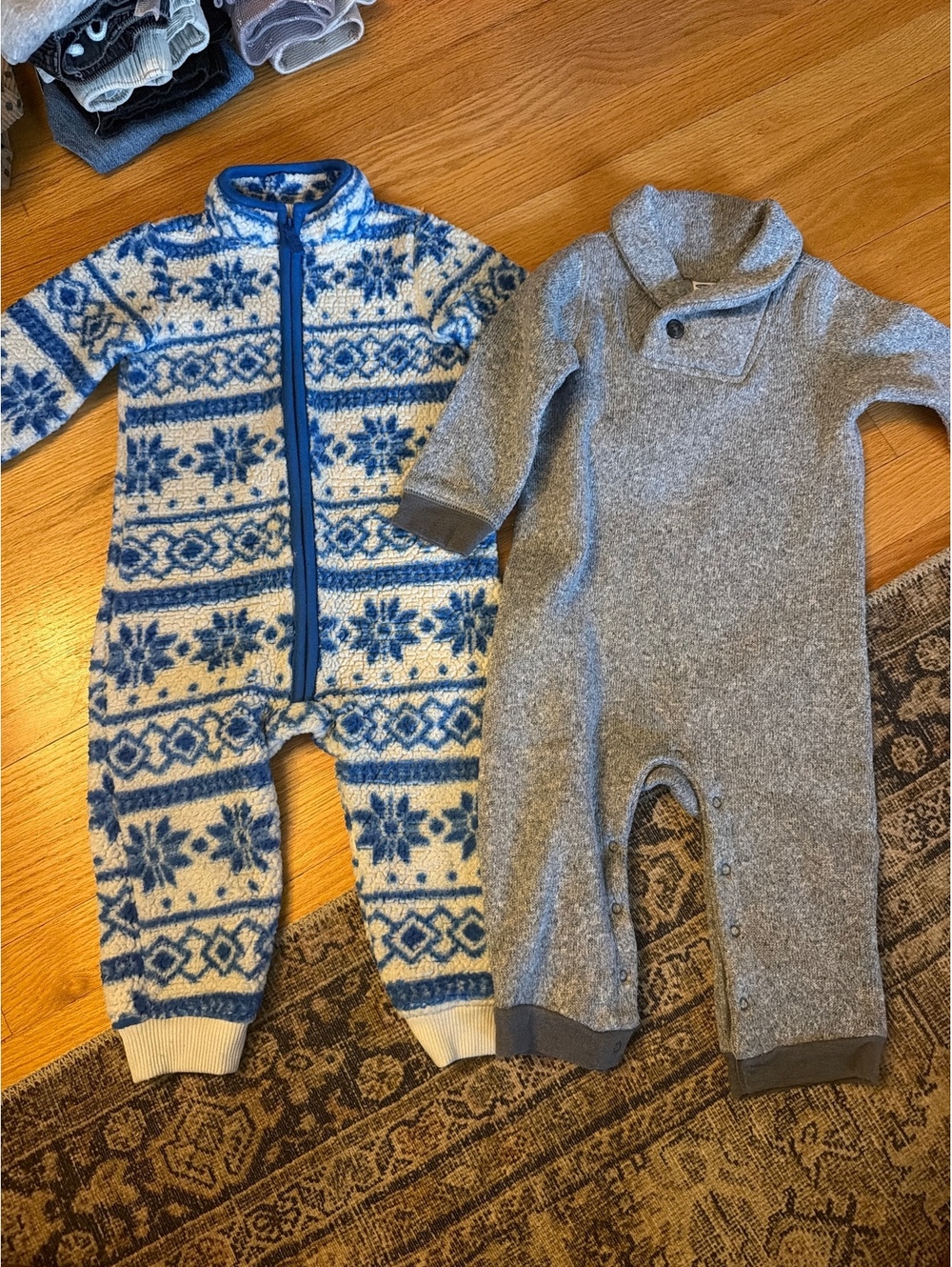 Two winter onesies